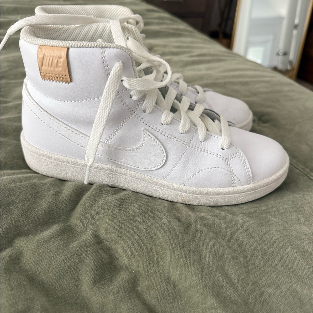 Nike White and Tan High-Top Sneakers